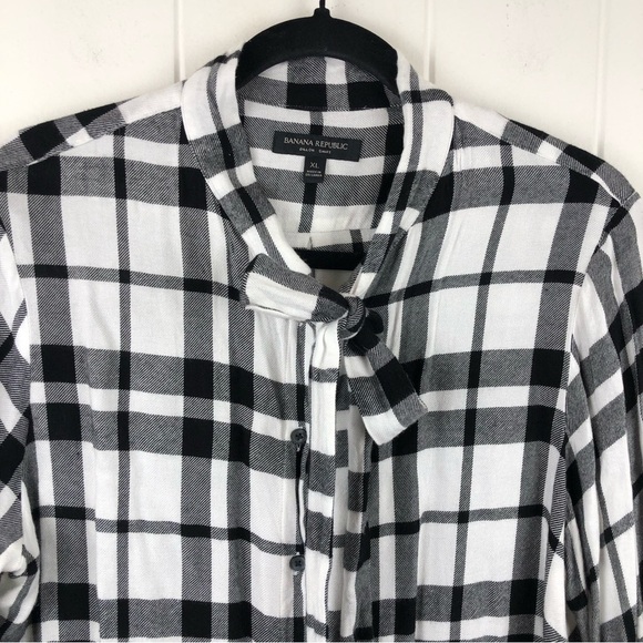 Banana Republic Womens Soft Flannel Button Up Shirt with Front Tie X-Large - Picture 4 of 11